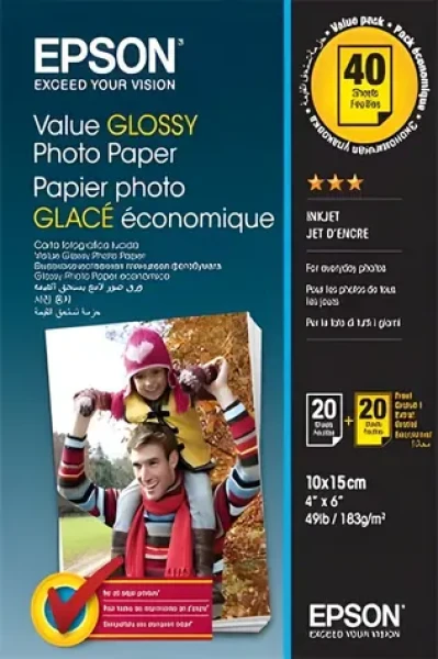 Epson Value Glossy fotopapír 10x15 / Fotopapír / Lesklý / 183 g/m2 / 40 listů (C13S400044)