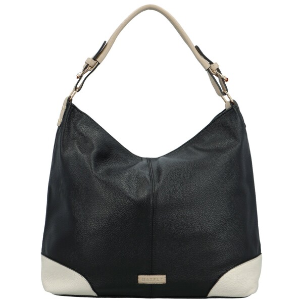Trendy dámská koženková kabelka na rameno Maya, černá/krémová