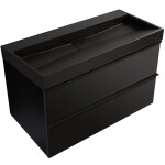 CERANO - Koupelnová skříňka Velora - černá matná, úchytka černá + umyvadlo z lit. mramoru Vita - černá matná - 100x63x46,5 CER-8050BD84012