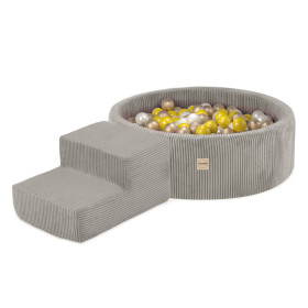 PLUSH NEST PLUSH NEST Mini hřiště se suchým bazénem 90 × 30 cm se schůdkem a 200 míčky, béžové