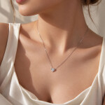 Stříbrný náhrdelník se srdíčkem Patrizia 1 ct MOISSANITE + CERTIFIKÁT, Stříbrná 40 cm + 5 cm (prodloužení)