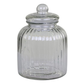 Chic Antique Skleněná úložná dóza Grooves Clear 3,5 l, čirá barva, sklo