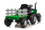 Mamido Dětský elektrický traktor s vlečkou 12V 7Ah EVA kola ECO kůže zelený