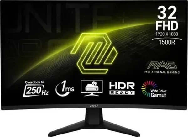 31.5" MSI MAG 32C6X černá / VA / 1920x1080 / 16:9 / 1ms / 3000:1 / 250cd-m2 / DP+ HDMI / VESA (MSI MAG 32C6X)