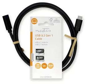 Nedis USB-C prodlužovací kabel 1 m černý / Kabel USB / USB 3.2 Gen 1 / 60 W / 5 Gbps (CCGL64010BK10)