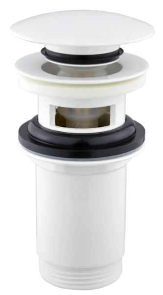 JB Sanitary Umyvadlová výpusť 5/4" s přepadem, velká zátka, BÍLÉ provedení VK07
