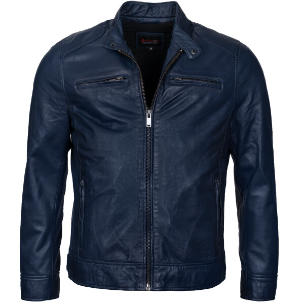 Pánská Kožená Bunda Hot Blue Brixton Modrá Velikost: 3XL