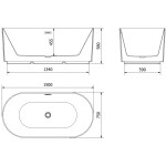 MEXEN/S - Paola volně stojící vana reliéf 150 x 75, černá mat, sifon a přepad zlatá 52721507571-50