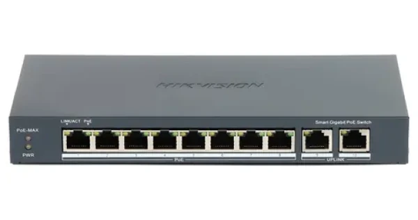 Hikvision DS-3E1510P-EI / Switch / 8x Gigabit PoE / 2x Gigabit Uplink / Super PoE 110 W / dosah 300 m (DS-3E1510P-EI)