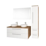 MEREO - Bino, koupelnová skříňka s keramickým umyvadlem 121 cm, bílá/dub CN673