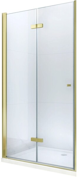 MEXEN - Lima skládací sprchové dveře 80, čiré sklo, zlatý se stěnovým profilem 856-080-000-50-00