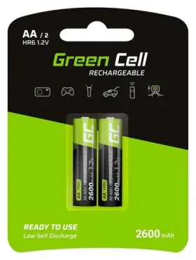 Green Cell GR05 / Nabíjecí baterie / AA / NiMH / 1,2 V / 2600 mAh / 2 ks (GR05)