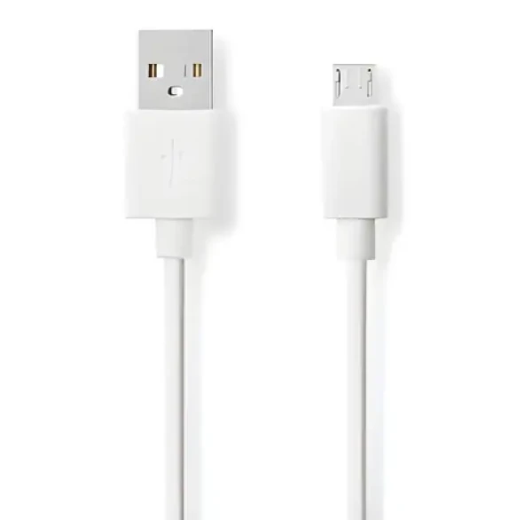 Nedis USB 2.0 kabel bílá / Kabel USB / USB-A - Micro-B / 480 Mbps / 2 m (CCGB60500WT20)