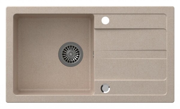 SAPHO - Granitový vestavný dřez s odkapem, 77x44cm, béžová GR7202