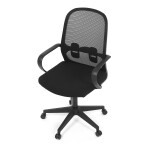 Židle kancelářská, černý MESH a černá látka, plastový kříž, houpací mechanismus.