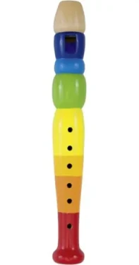 GOKI Dětská dřevěná flétna 20 cm duhová