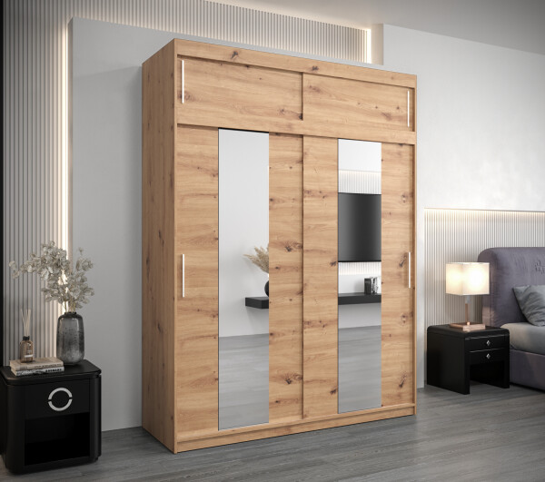 Šatní skříň Abi Po s nástavcem Barva korpusu: Dub artisan, Rozměry: 200 cm, Dveře: Dub artisan