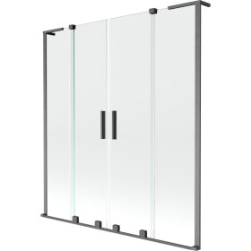 MEXEN/S - Velar L Duo dvoukřídlá posuvná vanová zástěna 140 x 150, transparent, grafit kartáčovaná 896-140-003-02-66