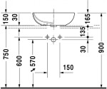 DURAVIT - Bathroom_Foster Umyvadlo na desku 50x35 cm, s přepadem, bez otvoru pro baterii, bílá 0335500000