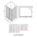 CERANO - Sprchový kout Volpe L/P - 6 mm - černá matná, transparentní sklo - 120x100x190 - zalamovací CER-669628