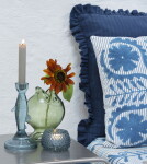 MADAM STOLTZ Povlak na polštář Ruffled Dark Blue 50 × 50 cm, modrá barva, textil