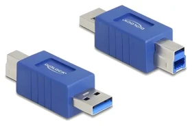 DeLock adaptér USB-A - USB-B modrá / Redukce / 5 Gbps / samec/samec (67213)