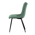 Židle jídelní, zelená látka, černé kovové nohy