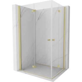 MEXEN/S - Mist-F Duo sprchový kout skládací dveře levá 100 x 80, transparent, zlato kartáčovaná 8A6-100L-080P-55-00