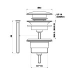 SAPHO - Umyvadlová výpust 5/4“, click-clack, velká zátka, 10-65, zlato mat CV1002G