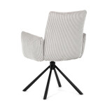 Židle jídelní, krémová manšestrová látka, 360° vratný mechanismus, černý kov