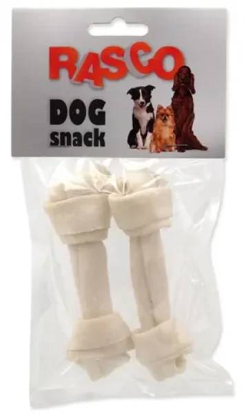 Rasco Pochoutka uzel bůvolí bílý 11 cm 2 ks / Pamlsek / Žvýkací / Bůvolí kůže / Pro psy (4904-69111)