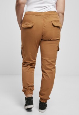 Dámské cargo joggingové kalhoty vysokým pasem karamelu