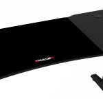 Pevný herní stůl 160x60cm, RGB LED, výběr výšky, melamin, carbon, LT-H1216 BK