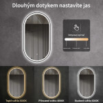 CERANO - Koupelnové LED zrcadlo Alto, kovový rám - černá matná - 55x100 CER-NT8144G-55X100