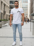 Pánské bavlněné tričko s minimalistickým potiskem bílé FashionStreet NX5086R M