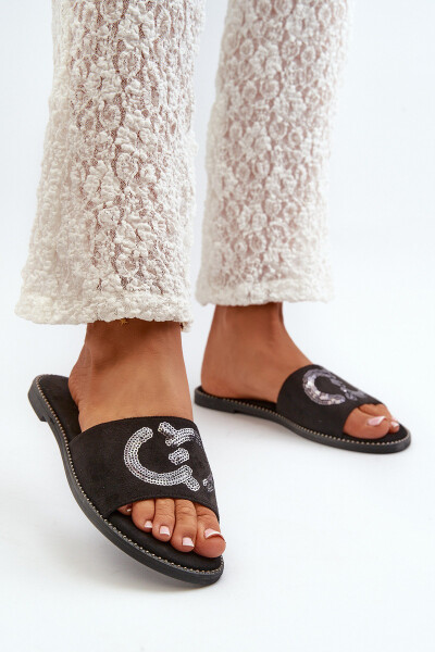 Dámské Ploché Žabky S Cekulemi S.Barski KV27-052 Černé 36