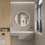 Erga Olivia, kulaté LED zrcadlo 90cm, zlatý kovový rám, 2070 lm, 6500K, přední osvětlení, ERG-V01-202-9090-GD