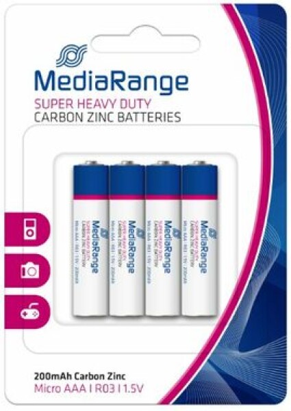 MediaRange Vysoce výkonné baterie micro AAA / 1.5V / zinek-uhlík / 4ks (MRBAT141)