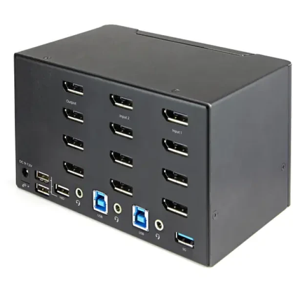 StarTech 2-Port Quad Monitor DisplayPort KVM / KVM přepínač / 4K 60Hz HDR / DP 1.2 / USB 3.0 hub (SV231QDPU34K)