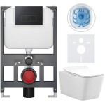 CERANO - Kompletní WC set Basic/Forte - bílá lesklá - WC tlačítko Modulo/Černá - závěsné - nízký modul - předstěnová instalace - 51x36 CER-8050BD86144