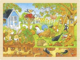 Goki Puzzle Zákoutí naší zahrady 96 dílků - dřevěné