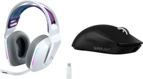Logitech G733 Lightspeed bílá + G PRO X SuperLight 2 / Herní sada / bezdrátová sluchátka + myš / LIGHTSPEED