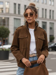 Dámská semišová bunda / bomber TY5578 Tmavě hnědá - Fashion Street tmavě hnědá S