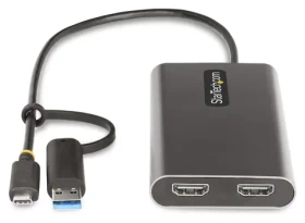 StarTech adaptér USB-C na 2x HDMI šedá / Adaptér / 4K UHD / 5.1 kanálů / Hliníkové tělo (109B-USBC-HDMI)