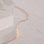 Ocelový náhrdelník se sladkovodními perlami Ysa - chirurgická ocel, Zlatá 42 cm + 5 cm (prodloužení)