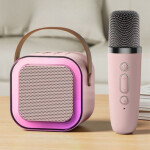 Mamido Bezdrátový karaoke reproduktor s mikrofonem K12 RGB Bluetooth růžový