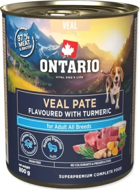 Ontario Adult telecí paté s kurkumou / Konzerva / 800 g / Superprémiové krmivo pro psy (214-859952)