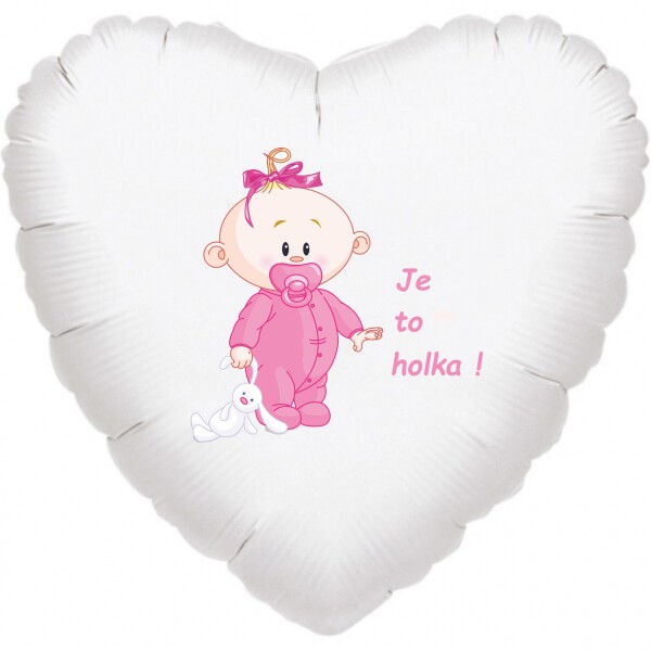 Balónek bílý fóliový srdíčko Je to holka! balonky.cz Balónek bílý fóliový srdíčko Je to holka! balonky.cz