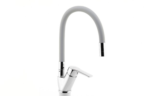 NOVASERVIS - Dřezová baterie s šedým flexi ramenem Metalia 54, chrom 54014F,0S
