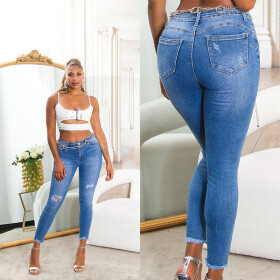 Sexy džíny vysokým pasem Push Up Look denimblue 38